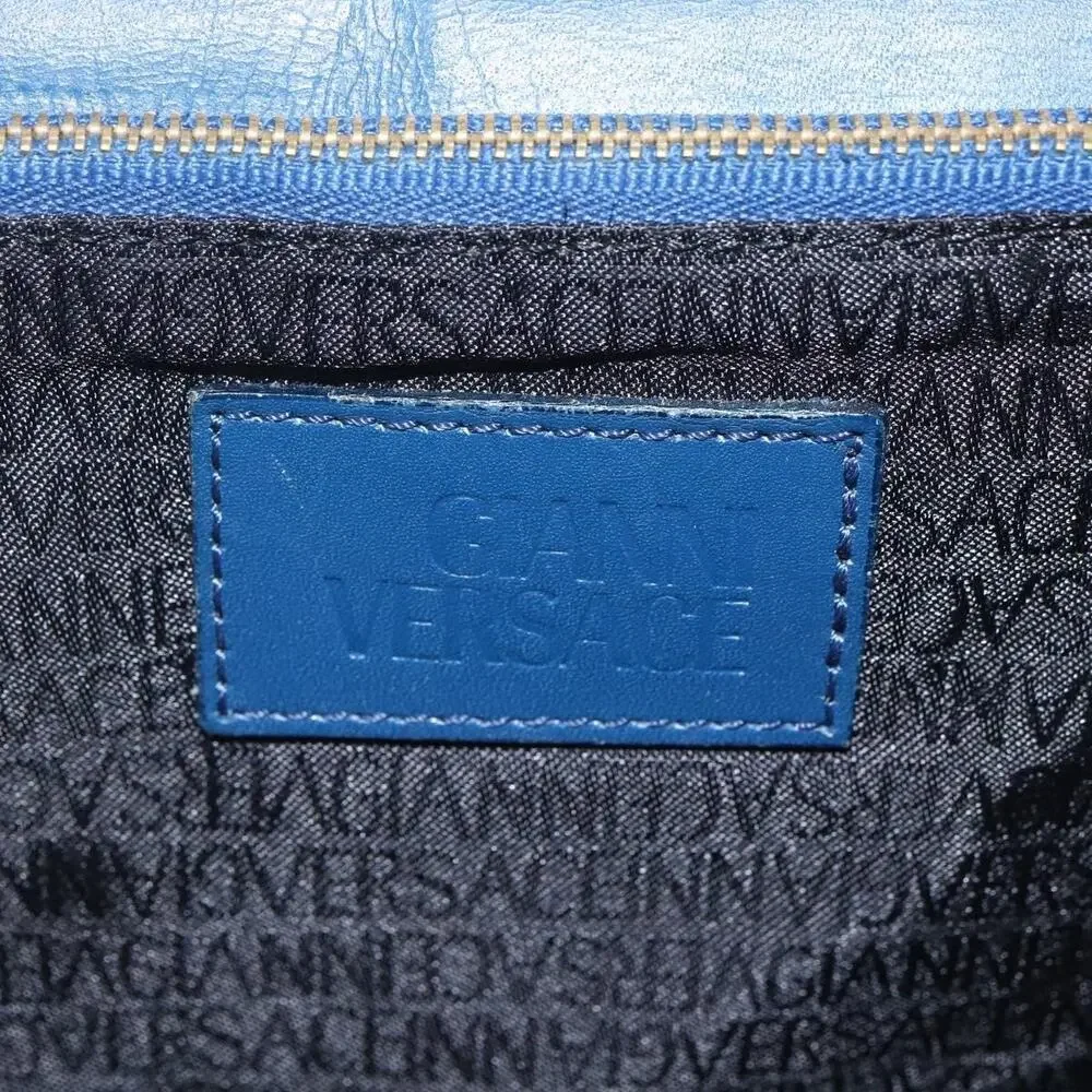 Gianni Versace Leather Clutch Bag Blue